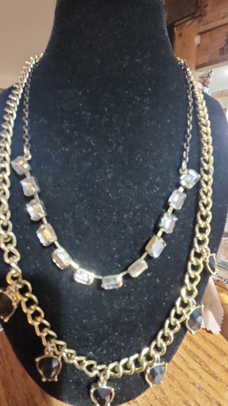 Nicole by Nicole Miller Baguette Rhinestone&Faceted Black Gem Statement Necklace